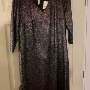 Lane Bryant Shimmering Black Long Sleeve Dress